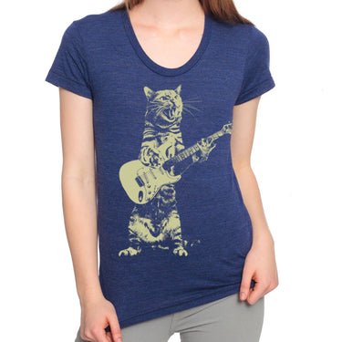 cat playing guitar t shirt